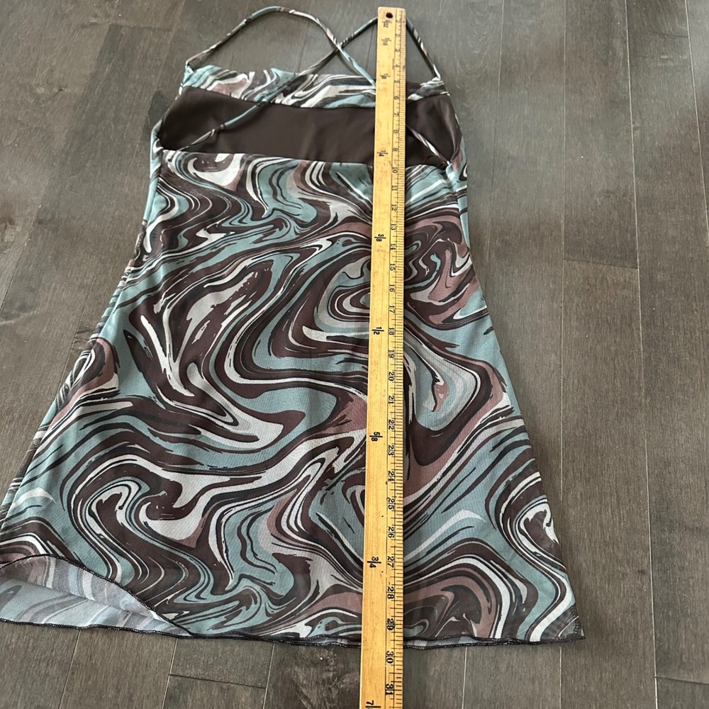 NWOT Pull&Bear Womens Mesh Mini Dress‎ Cowl Neck Retro Grunge Chocolate Brown S - Picture 6 of 8
